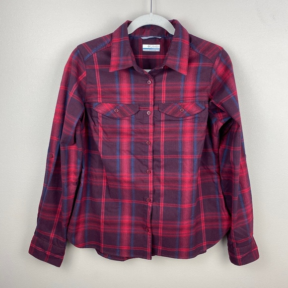 Columbia Silver Ridge Plaid Flannel Button Down Shirt - Size Medium - Picture 1 of 8